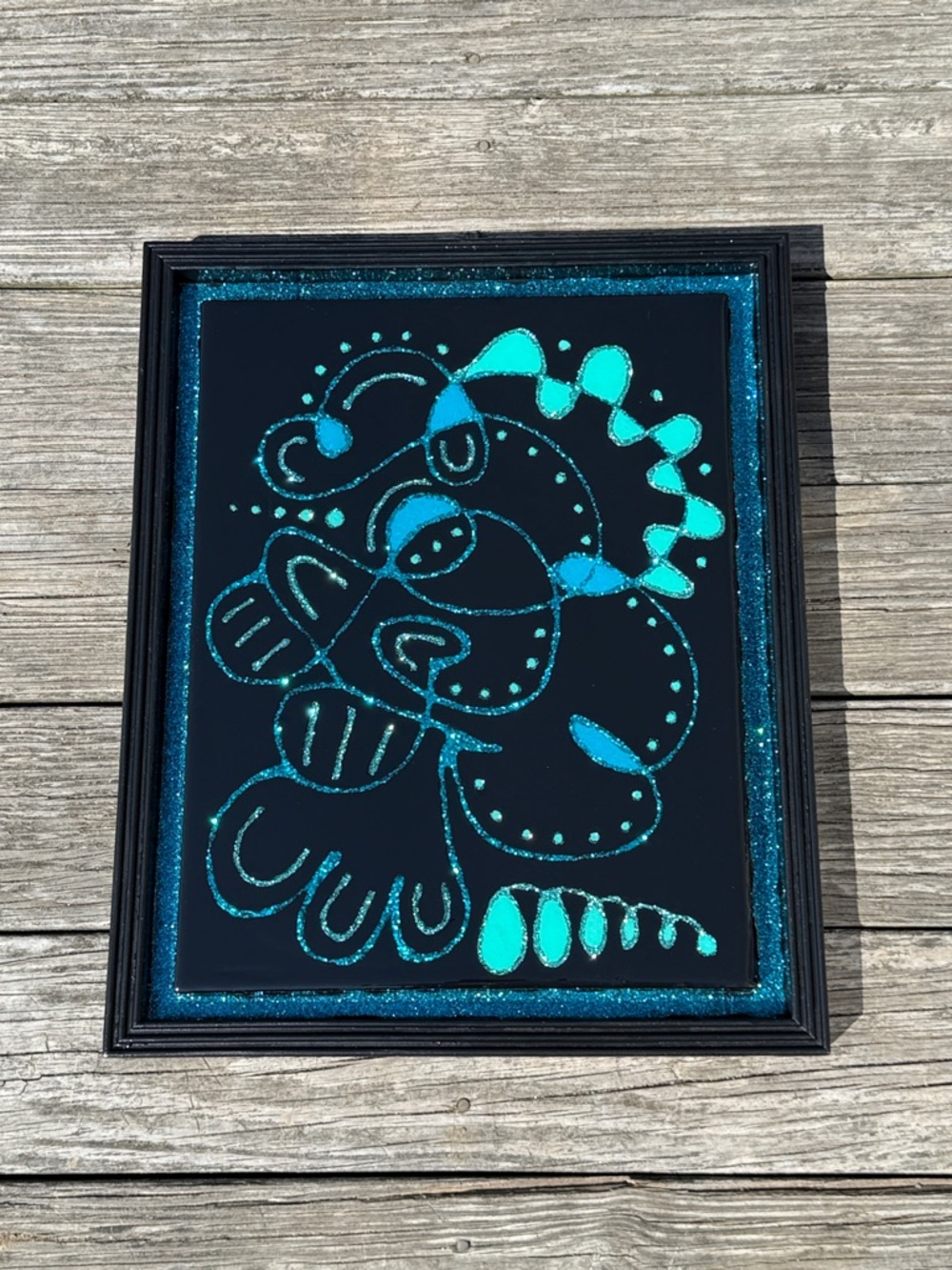 Turquoise & Teal Abstract Glitter Wall Art by jrsdesignsltd